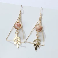 korean version of ins leaf geometric hollow marble round bead earrings female retro fashion wedding party mothers day gift
