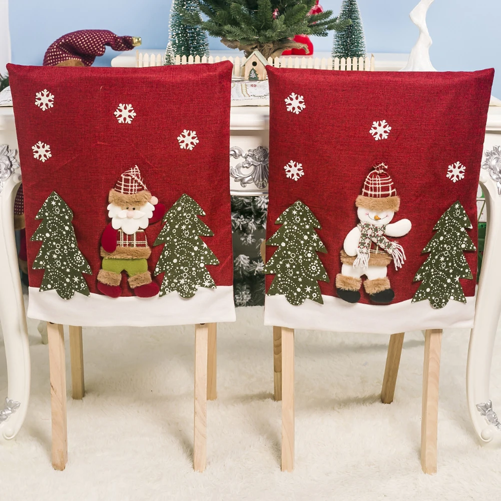 Домашний 3D сосновый снег декоративная кукла столовая защитный чехол для стула