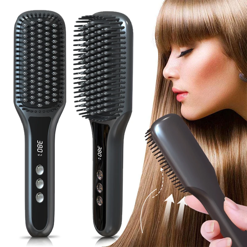 

New Multifunction Electric Hair Straightener Beard Comb Negative Ion Straight Hair Splint Straightening Board Hairdressing Tools