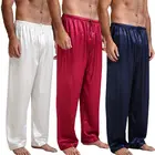 Пижама Мужская шелковая атласная, свободные штаны для сна, одежда для сна, брюки