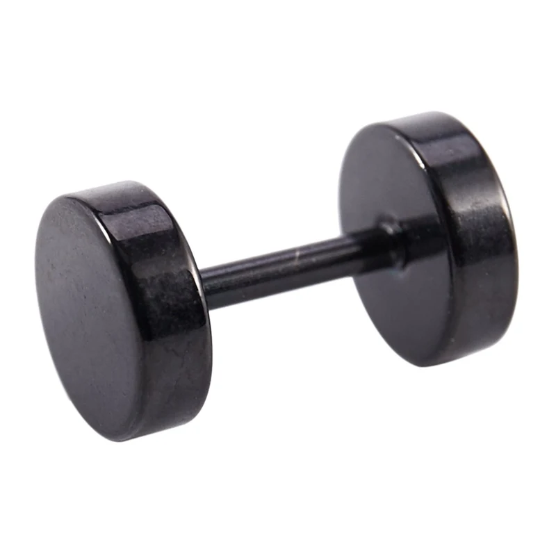 Стальные серьги с искусственным расширителем черного цвета 6 мм|Серьги-гвоздики|