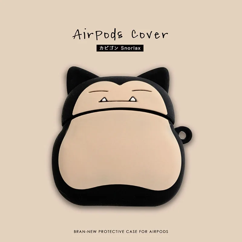 Силиконовый чехол для Apple Airpods 1 2 с мультяшным изображением снорлака кабигона милого медведя, чехол для наушников с Bluetooth, защитная крышка
