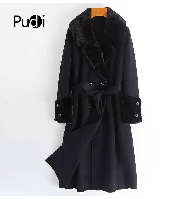 Женское зимнее пальто Pudi из натурального меха куртка с норковым воротником и