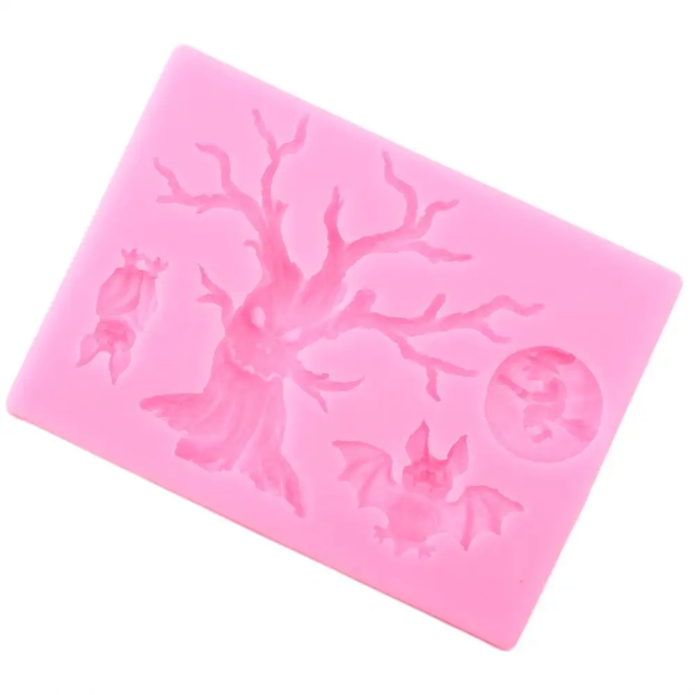 Силиконовая форма с каймой в виде дерева на Хэллоуин летучие мыши кекс Топпер