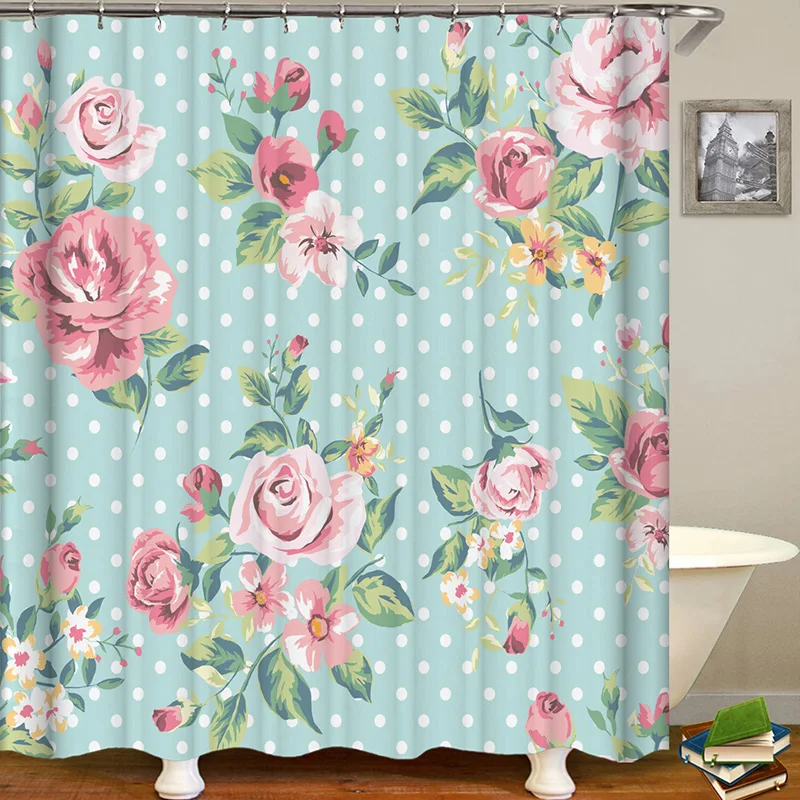 Водонепроницаемая занавеска для душа роза цветок дешевая оптовая продажа Прямая