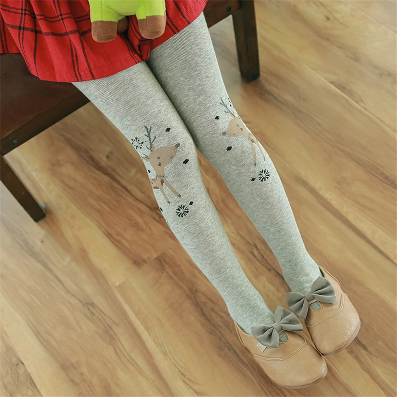 Детские колготки для девочек с рождественским оленем колготы на осень и зиму