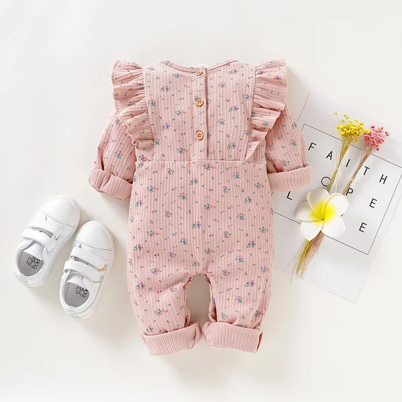 Infant Flare Long Sleeve Jumpsuit Outfits Children Romper Baby Girl Clothes Autumn Casual Floral Print | Детская одежда и обувь
