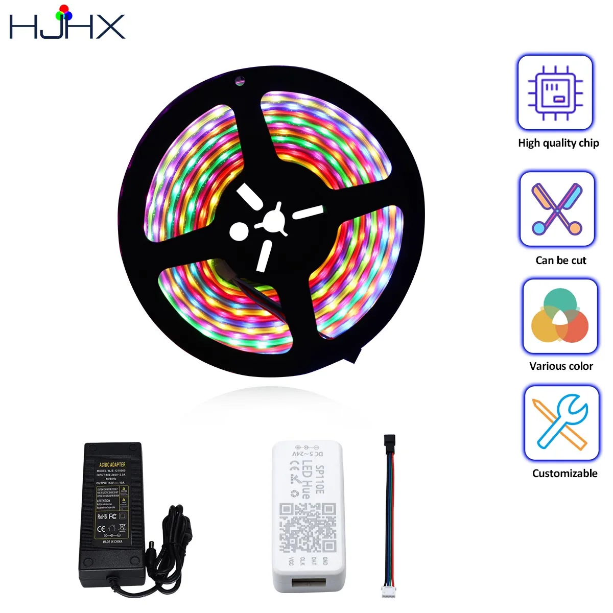 

1set WS2812B Led Strip 30LEDs/m with SP110E Bluetooth Controller RGB IndividuaIIy Addressable Light DC5V Rope Lights for Club
