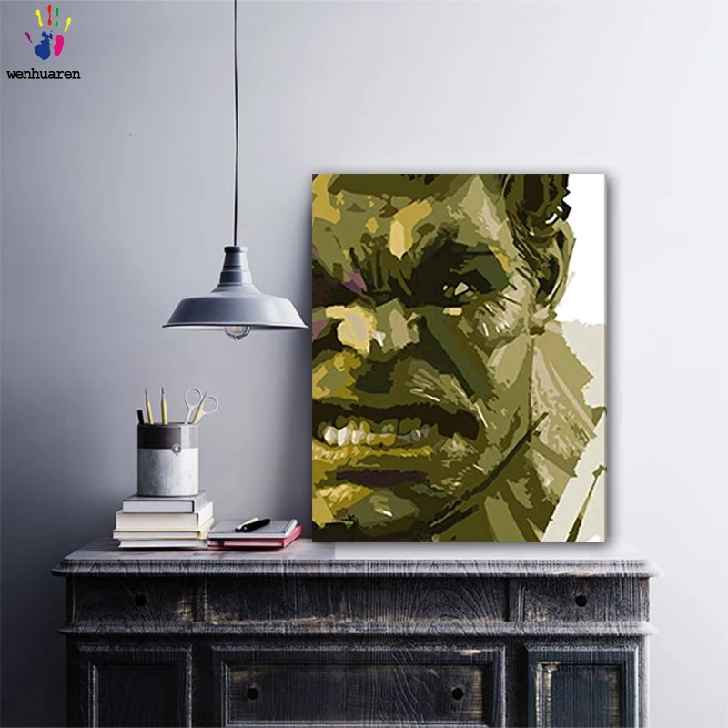 DIY картинки для раскраски по номерам с цветами Халк картина Рисование в рамке