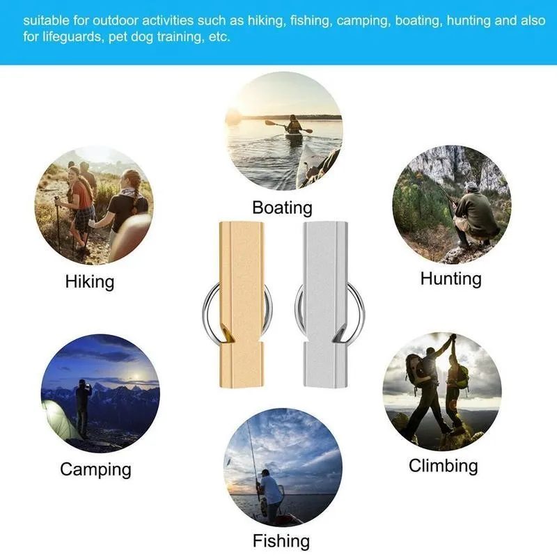

2PCS Mini Portable 150db Double Pipe High Decibel Outdoor Whistle Keychain Camping Whistle Survival Frequency Hiking Double V0A0