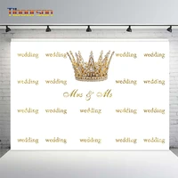 wedding backdrop decoration bridal crown golden words background photography for photo studio marry party banner photocall prop