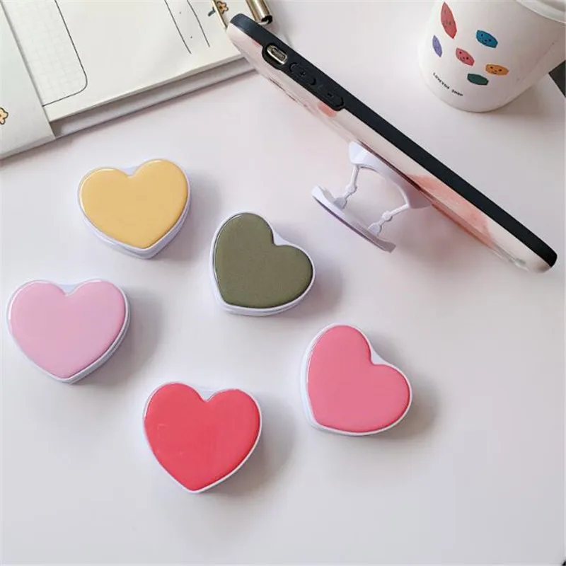 Цветная раздвижная подставка Macaron в форме сердца держатель для телефона складная