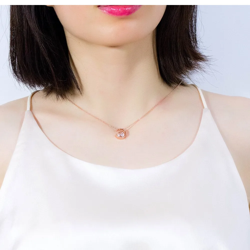 

Cyue New Summer Copper Plated Rose Gold Animal Necklace AAA Pave Cz Pendant Female Accessories