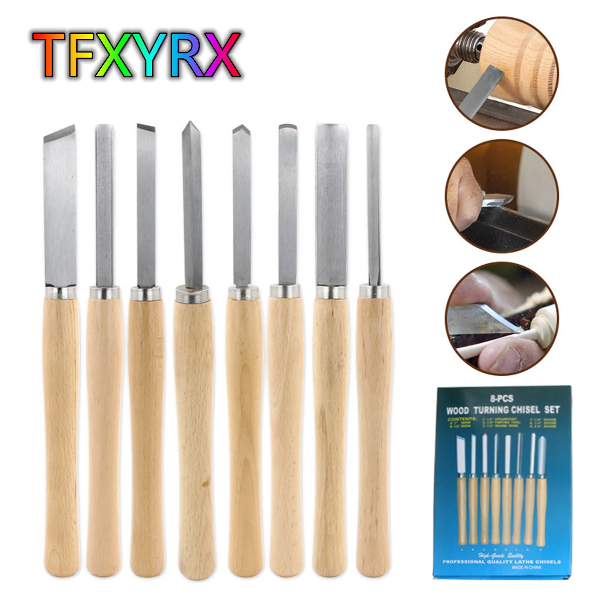 

Free Shipping 8pcs/set Wood Turning Tool HSS High Speed Steel Wood Carving Knife Lathe Chisel Set Woodworking Tool