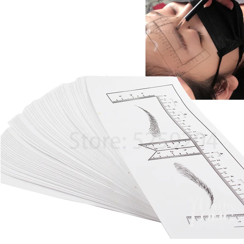 Линейка одноразовая Полуперманентная для бровей 200 шт. татуаж линейка наклейки