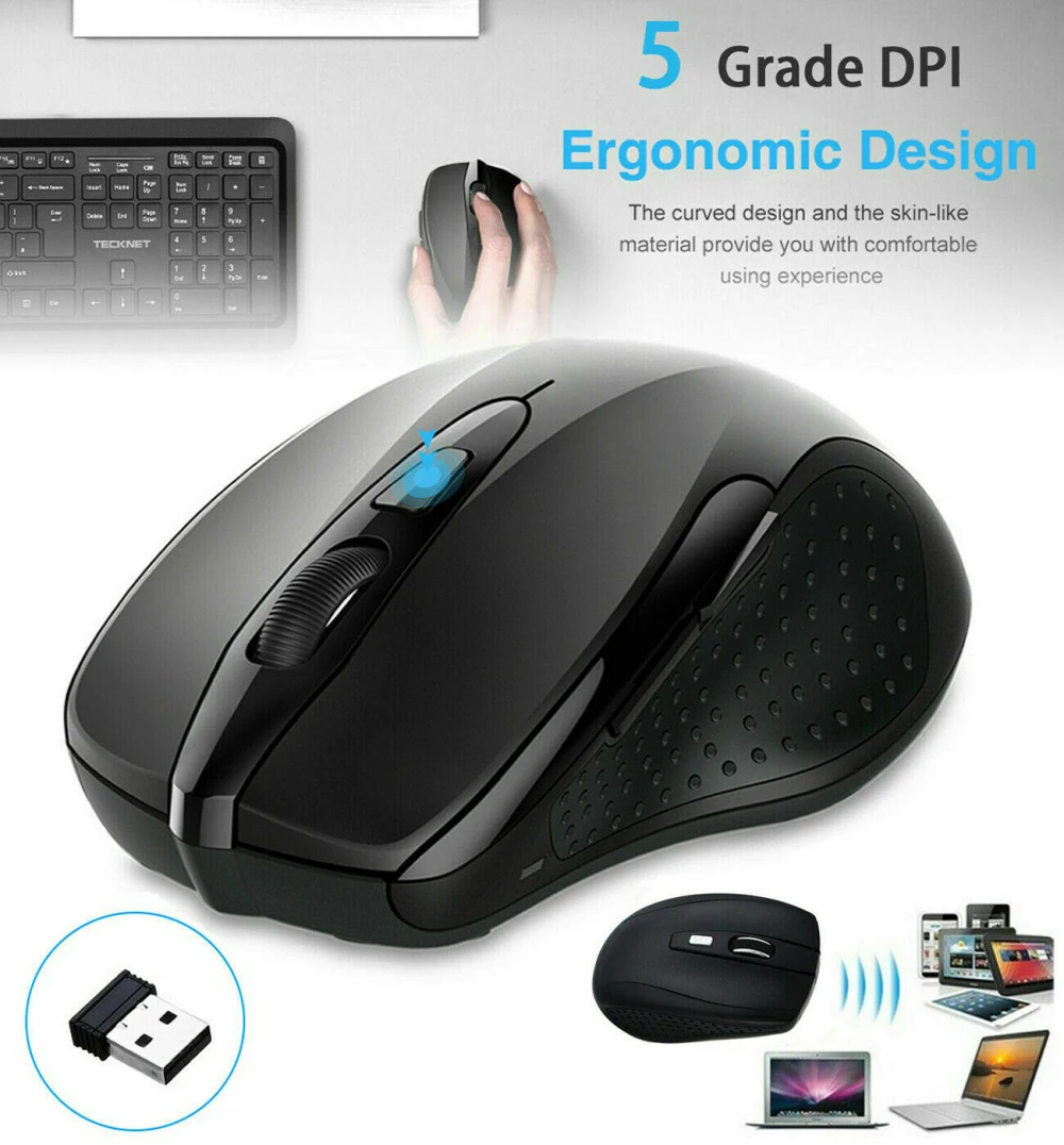 

Беспроводная эргономичная мышь 2,4G для ноутбука, универсальная Компьютерная периферия, прочная оптическая компьютерная мышь с USB-приемнико...