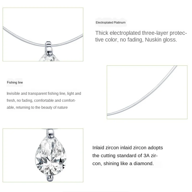 Женское Ожерелье невидимка из серебра 925 пробы с фианитами|Подвески| |