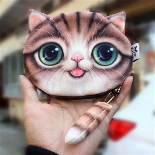

Coin Purse Women Short Wallet unisex Cute Mini Money Purses 3D cat coin bag Plush Tassel Clutch Bags Card Holders Mini Pouch