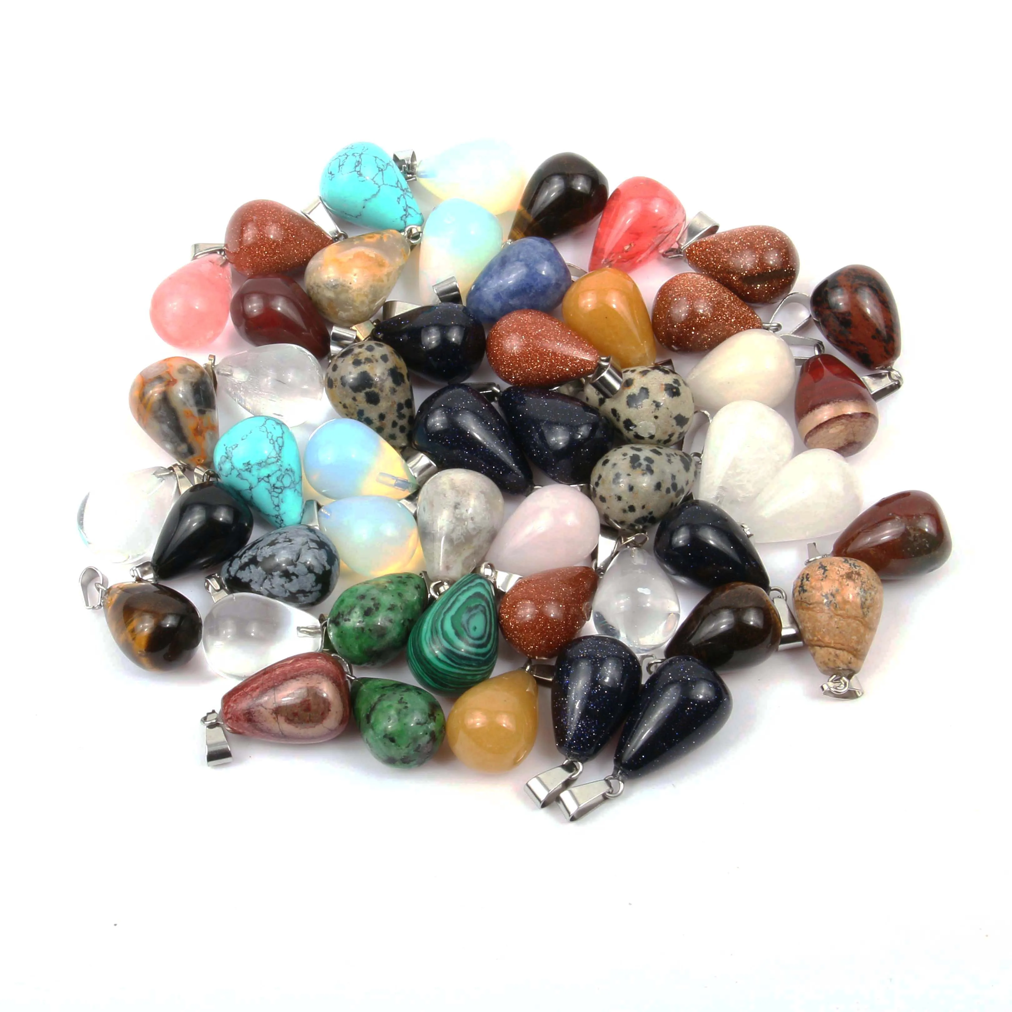 

10PCS Natural Agates Pendant Charms Mix Color Rose Quartzs Crystals Stone Pendant for Making Jewelry DIY Necklace 13x18mm