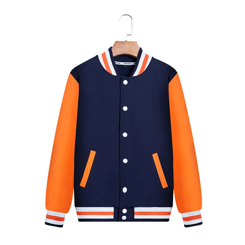 

300g32 Thread Cotton Cover Wire Pull Frame Twill Contrast Color Baseball Suit Children's Baseball Sweater Jacket Boys and Girls