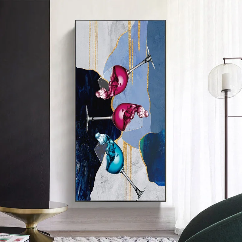 

RELIABLI ART Abstract Paintings Modern Style Wine Glasses Art Canvas Pictures Posters For Living Room Home Wall Decoration