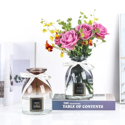 Простое маленькое круглое стеклянное ваза для гостиной красочная прозрачная