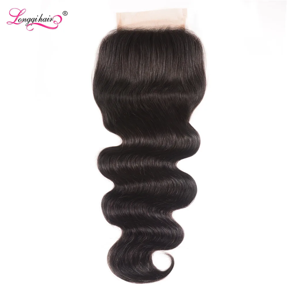 Longqi hair малазийские прямые WaveLace закрытие 4x4 кружева плотность 120% натуральный Цвет Remy человеческие волосы 10-20 дюймов