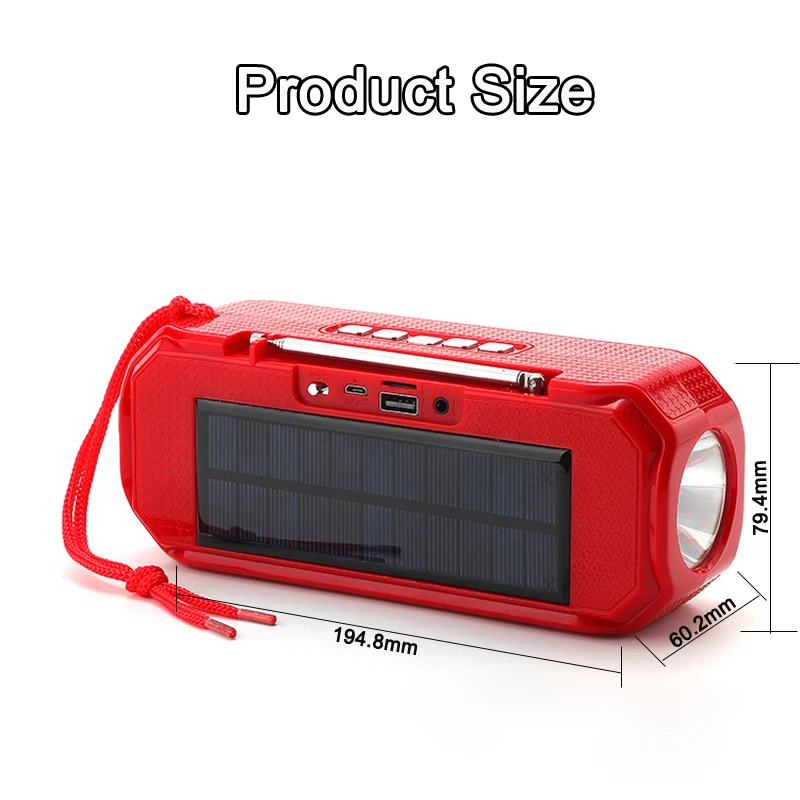 2021 the latest solar charging wireless bluetooth speaker stereo subwoofer portable outdoor music center with flashlight fm radi free global shipping