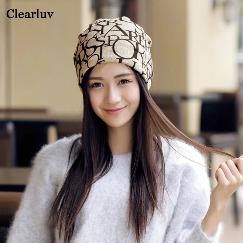 

Women's Autumn and Winter Baotou Hat Korean Knitted Cap Fashion DIY Graffiti English Letter Hats Maternity Confinement Bonnets