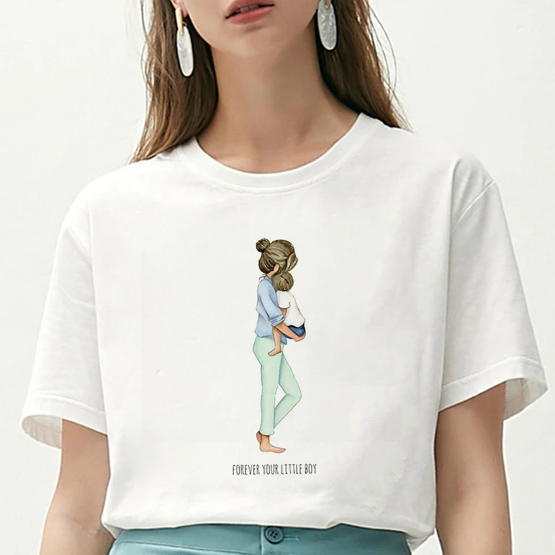 Модная повседневная одежда Lus Los милая летняя футболка для мамы FOREVER YOUR LITTEL с