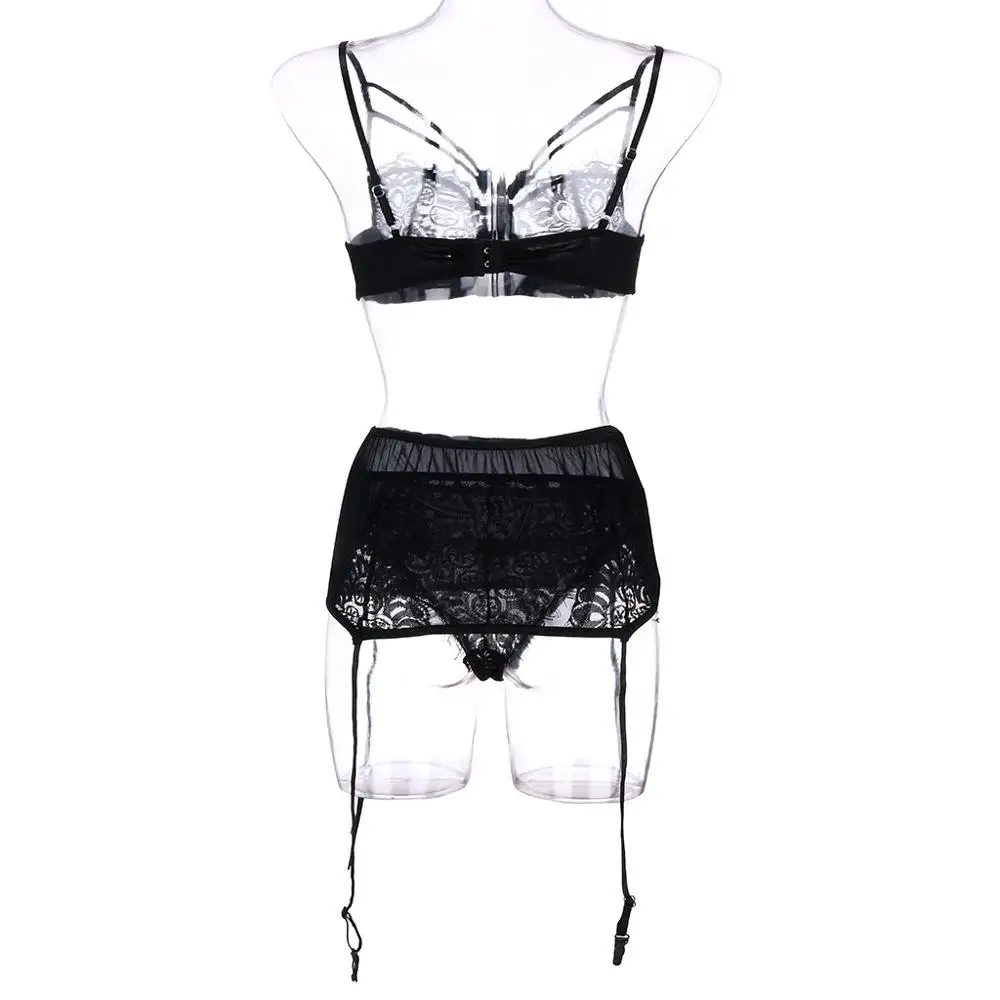 3 шт., женское сексуальное белье, Lenceria Mujer Babydoll, подвязки, бюстгальтер, трусы, сексуальное нижнее белье, комплект размера плюс, эротическое белье, Горячие костюмы