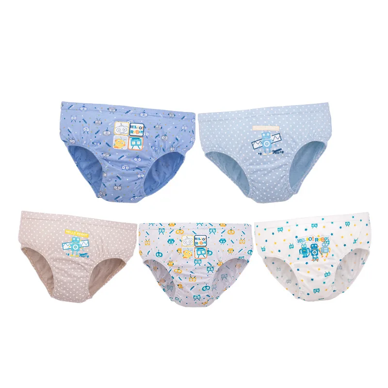 Трусы детские с мультяшным роботом нижнее белье для мальчиков хлопковые дышащие