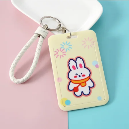 

Cartoon Case Holders Card Cover Women Identity Badge Lanyard Plastic Cute Bear Student ID Bus Card Pass Holder