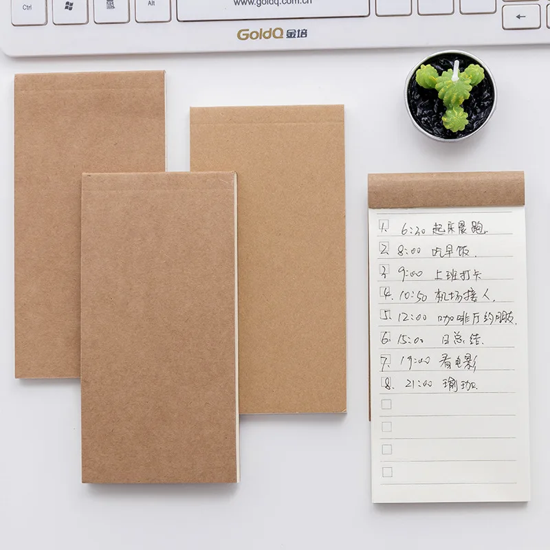 

50sheets Korean Creative Stationery Tear-off Practical Notepad Kraft Paper Student School Notebook Todo Project Grid Blank Notes