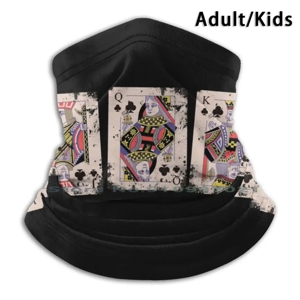

Royal Flush Playing Card Grunge Design Scarf Mask Neck Warmer Face Wraps Foulard Bandana Mascarillas Playing Gambler Poker