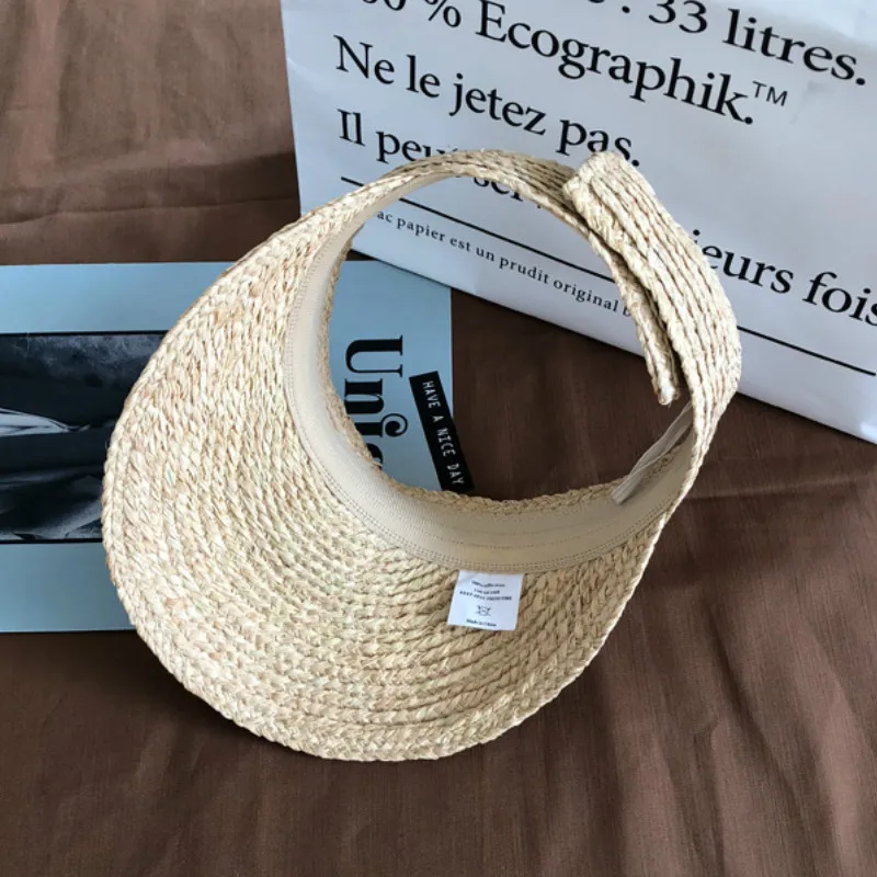 Шляпа от солнца в Корейском стиле женская соломенный козырек рулоне дорожная