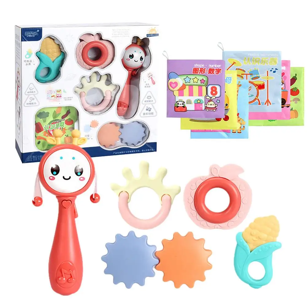 

Baby Soft Cloth Books Rattle Teether Set Toddler Newborn Early Learning Cognize Reading Book Toys Hand Grasping Music Stick