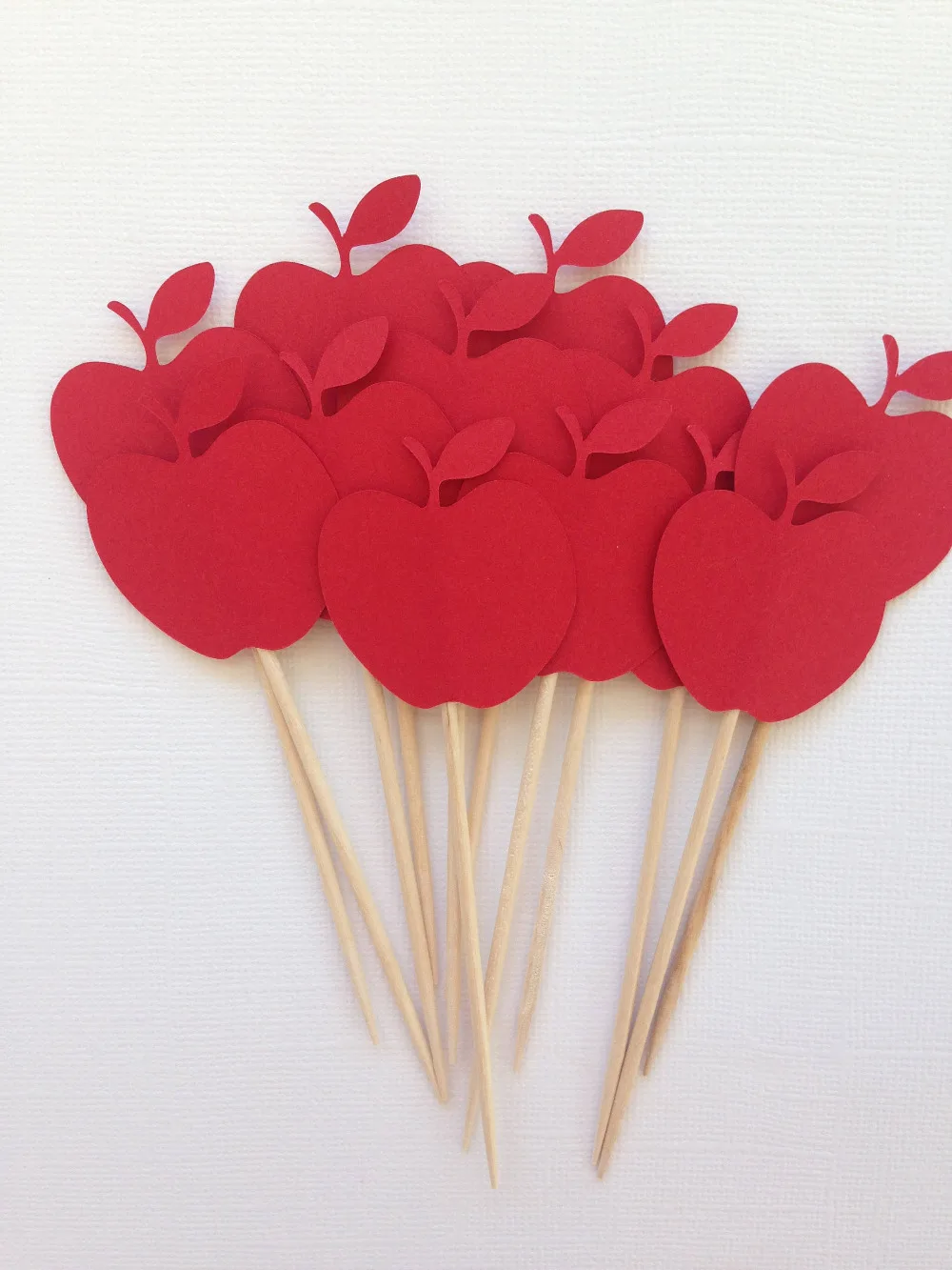 12 шт красные блестящие яблоко кекс toppers девушка принадлежности для тематической