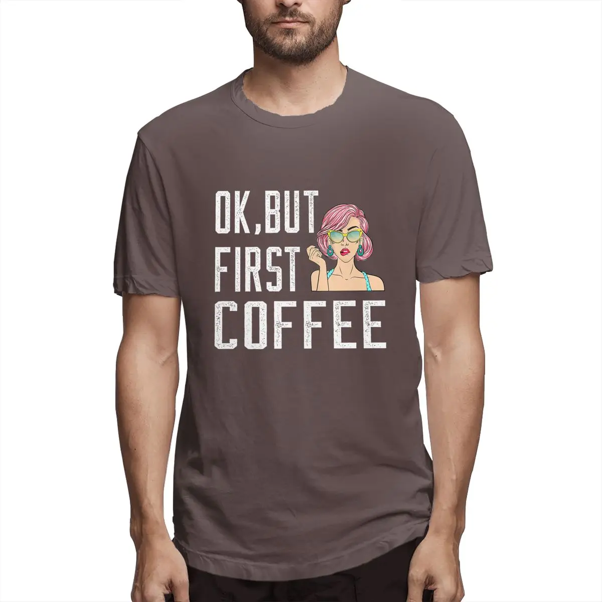 

Monday Still In The Morning And Ok I'm Doing I't BUT FIRST COFFEE Pop Men T Shirts Funny Tees Short Sleeve Crew Neck T-Shirts
