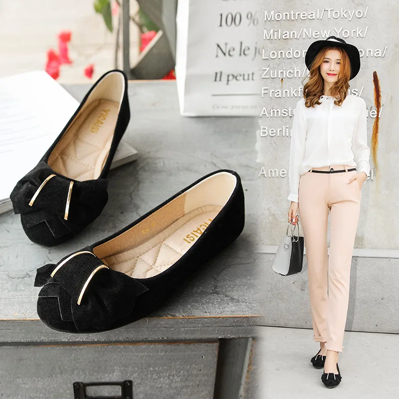 

Plus Size 35~43 Fashion Women's Shoes 2019 Spring New Women Flats Plaid Cotton Fabric Bow Square Toe Slip-On Flat Casual Shoes