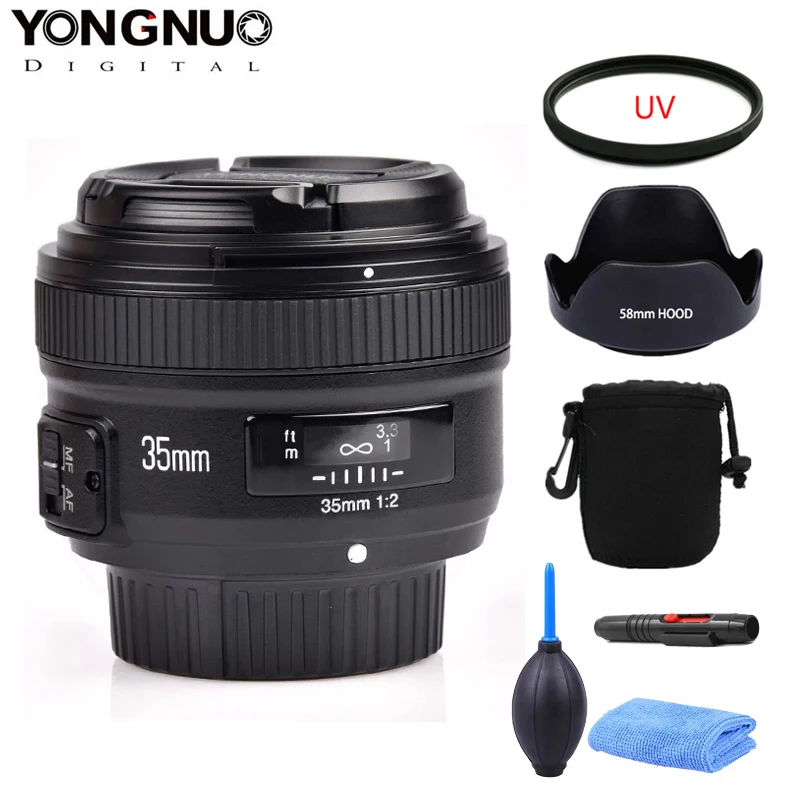 Объектив Yongnuo YN 35 мм F2 широкоугольный объектив с фиксированной автофокусом и