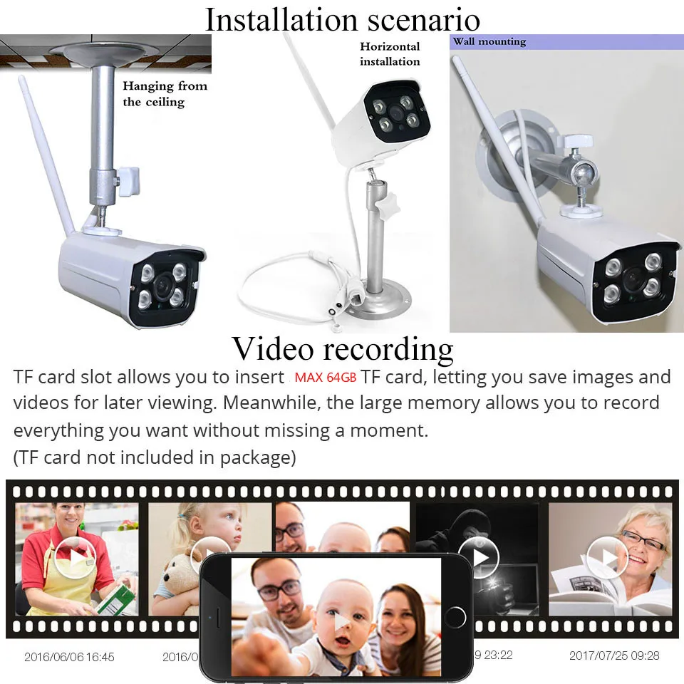 CCTV Беспроводной Wi Fi 720p/1080P металла уличная Водонепроницаемая инфракрасный Ночное