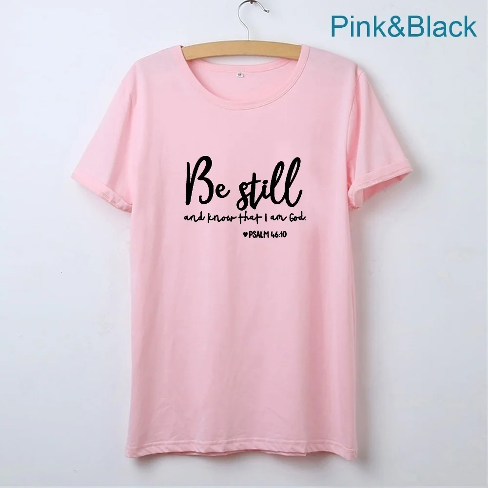 Be Still Printed T Shirts for Women Summer Short Sleeve O-neck Cotton T-shirt Black White Loose Casual Tee Shirt Femme Top | Женская
