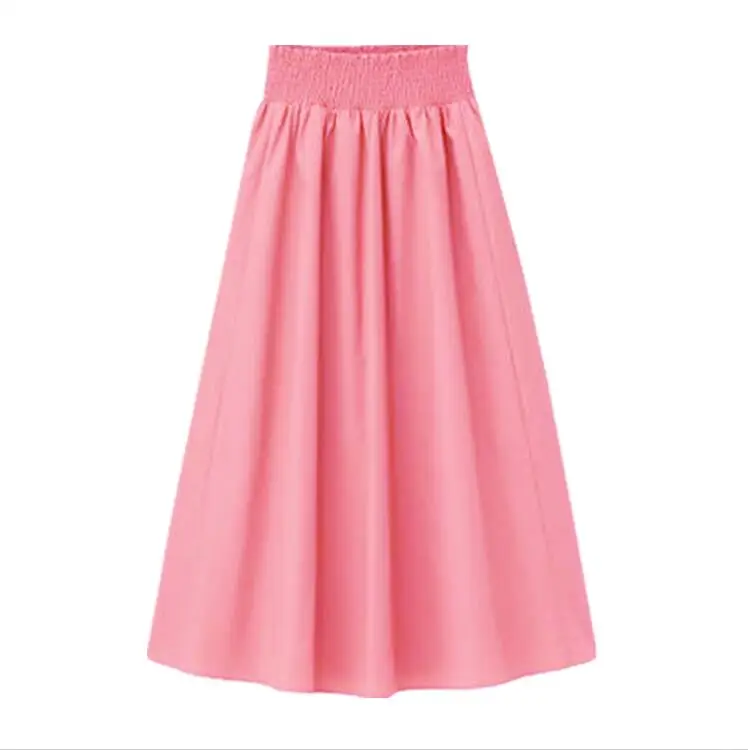 Розовый New Spring Autunm Elegant maxi long Skirts Womens Office Skirt Cotton linen plus size 5XL 6XL 7XL elegant skirts - Цвет: Розовый