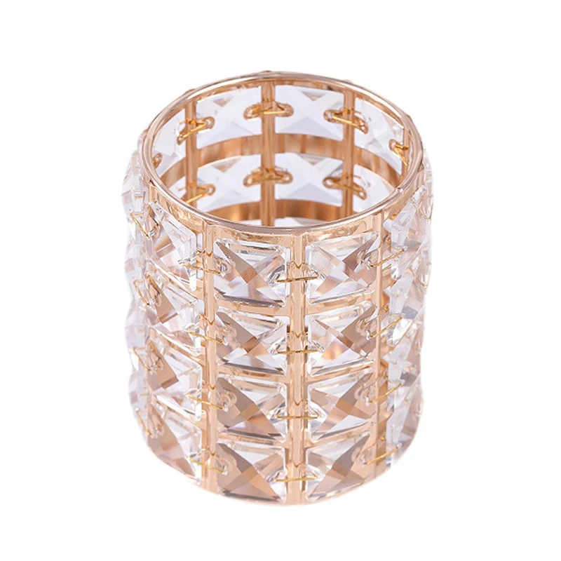 

1 шт. Хрустальный держатель для кистей для ногтей в японском стиле стеклянный контейнер металлический Роскошный Розовый Золотой косметичес...