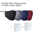 Модная моющаяся многоразовая маска с фильтром PM2.5, 20 шт., респиратор для защиты от загрязнения рта, маски от пыли, хлопковые унисекс, черные маски для рта