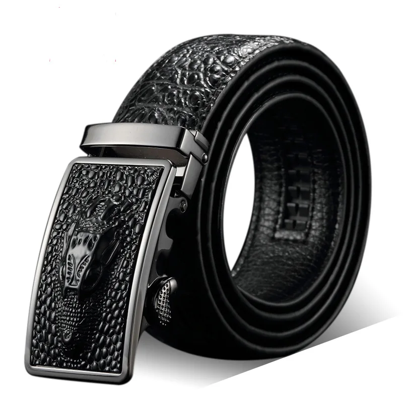 

Quality Crocodile Pattern Genuine Leather Belt Men Genuine Luxury Leather Belts for Men Strap Male Metal Automatic Buckle