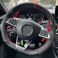 car steering wheel cover non slip soft black genuine leather suede for mercedes benz s class s500 2016 a class amg a45 2016 2019