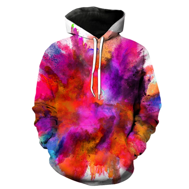 

Colorful Smoke Harajuku Fashion Casual Top Trendy Brand Autumn and Winter Hoodies Men's and Women's Printed Loose Pocket Hoodies