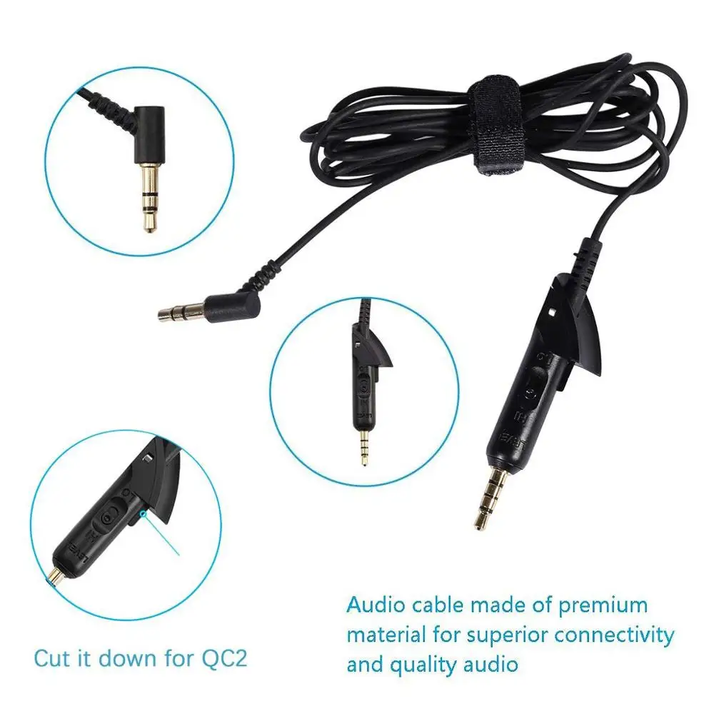 

Replacement Stereo Headphone Audio Cable Extension Wire Cord For Bose QC15 QC2 QuietComfort Quiet Comfort QC 15 2 Headphones